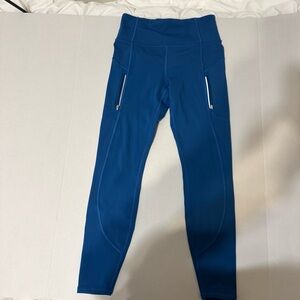 Athleta Rainier Tight Leggings Size S Blue Fleece Lined